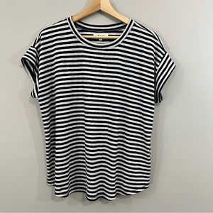 Madewell Linen Blend Asbury Tee Navy Stripe | Medium